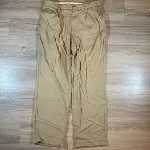 Tommy Bahama Mens Trousers Size 33X32 Silk Bamboo Rayon Front Pleats Straight